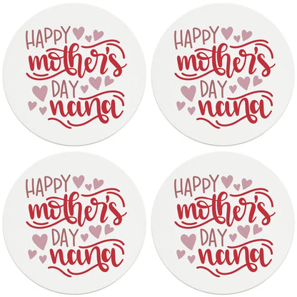 4" Round Ceramic Coasters - Happy Mothers Day Nana, 4/Box, 2/Case, 8 Pieces - Christmas by Krebs Wholesale