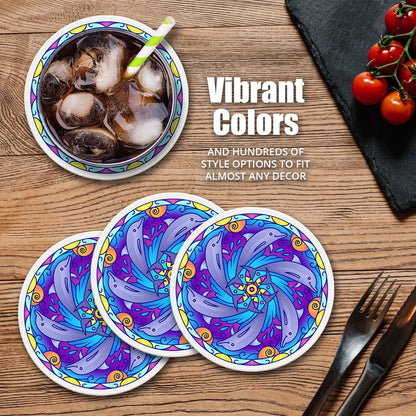4" Round Ceramic Coasters - Happy Mothers Day with Rose, 4/Box, 2/Case, 8 Pieces - Christmas by Krebs Wholesale
