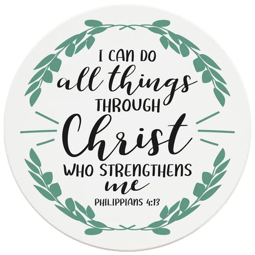 4" Round Ceramic Coasters - I Can Do All Things Through Christ, 4/Box, 2/Case, 8 Pieces - Christmas by Krebs Wholesale