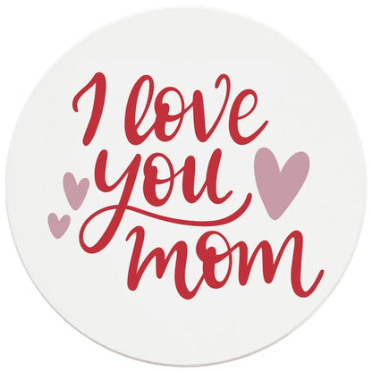 4" Round Ceramic Coasters - I Love You Mom, 4/Box, 2/Case, 8 Pieces - Christmas by Krebs Wholesale