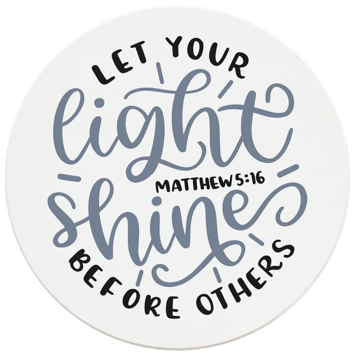 4" Round Ceramic Coasters - Let Your Light Shine, 4/Box, 2/Case, 8 Pieces - Christmas by Krebs Wholesale