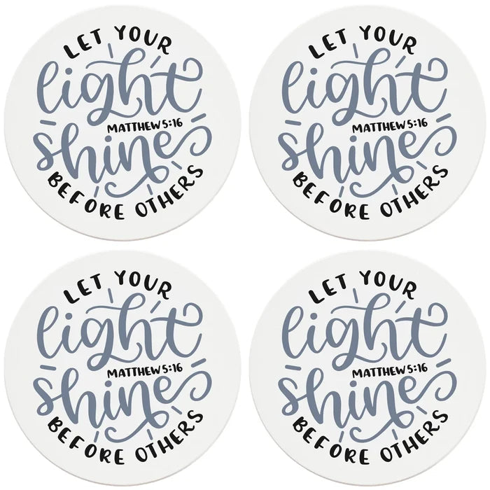 4" Round Ceramic Coasters - Let Your Light Shine, 4/Box, 2/Case, 8 Pieces - Christmas by Krebs Wholesale