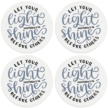 4" Round Ceramic Coasters - Let Your Light Shine, 4/Box, 2/Case, 8 Pieces - Christmas by Krebs Wholesale