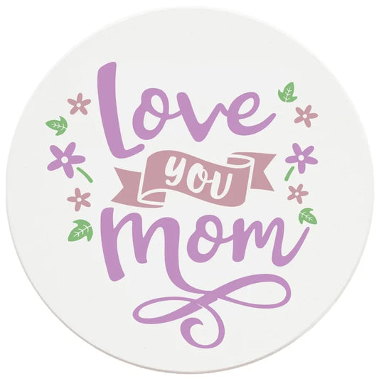 4" Round Ceramic Coasters - Love You Mom, 4/Box, 2/Case, 8 Pieces - Christmas by Krebs Wholesale