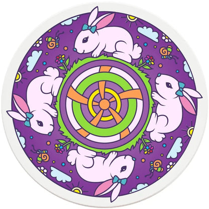 4" Round Ceramic Coasters - Mandala Bunny, 4/Box, 2/Case, 8 Pieces - Christmas by Krebs Wholesale