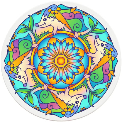 4" Round Ceramic Coasters - Mandala Hedgehog, 4/Box, 2/Case, 8 Pieces - Christmas by Krebs Wholesale