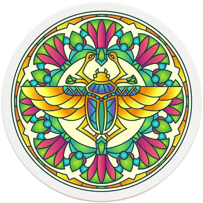 4" Round Ceramic Coasters - Mandala Scarab, 4/Box, 2/Case, 8 Pieces - Christmas by Krebs Wholesale