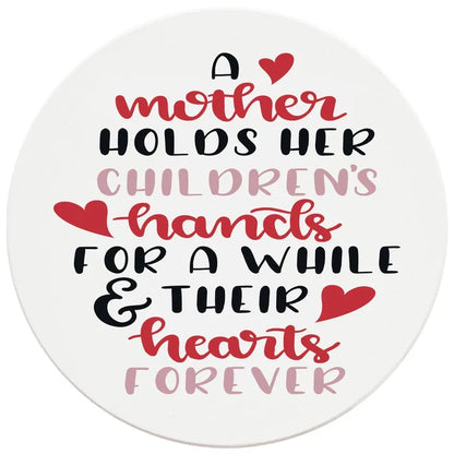 4" Round Ceramic Coasters - Mother Holds Her Childrens Hearts Forever, 4/Box, 2/Case, 8 Pieces - Christmas by Krebs Wholesale