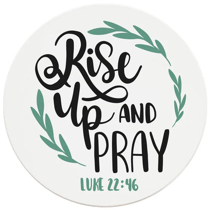 4" Round Ceramic Coasters - Rise Up And Pray, 4/Box, 2/Case, 8 Pieces - Christmas by Krebs Wholesale