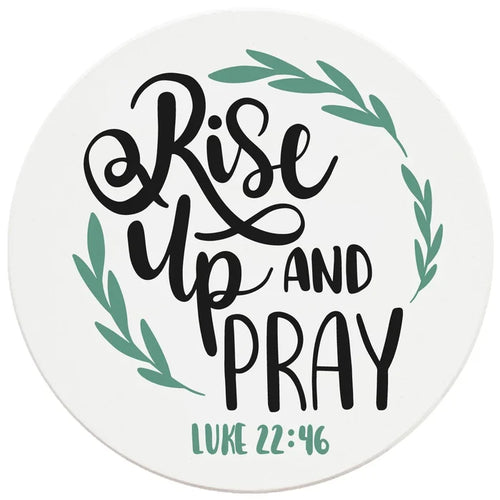 4" Round Ceramic Coasters - Rise Up And Pray, 4/Box, 2/Case, 8 Pieces - Christmas by Krebs Wholesale
