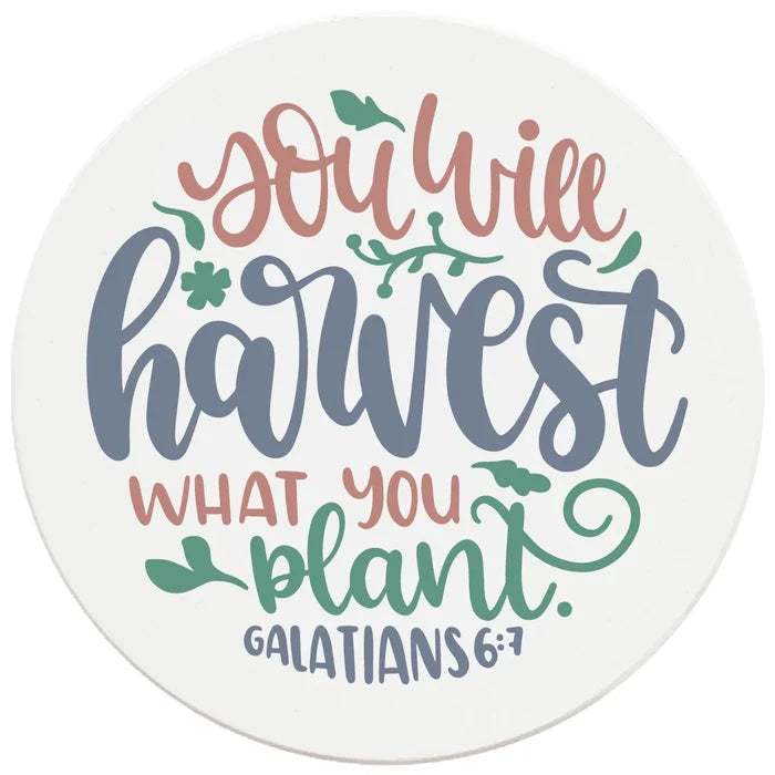 4" Round Ceramic Coasters - You Will Harvest What You Plant, 4/Box, 2/Case, 8 Pieces - Christmas by Krebs Wholesale