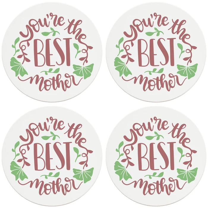 4" Round Ceramic Coasters - You're The Best Mother, 4/Box, 2/Case, 8 Pieces - Christmas by Krebs Wholesale
