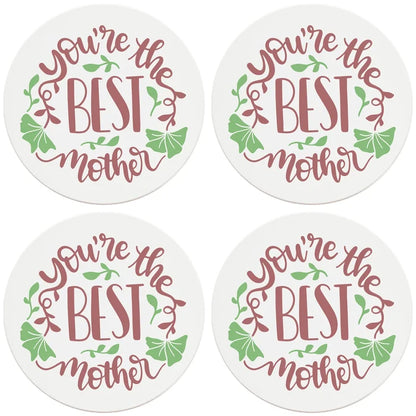 4" Round Ceramic Coasters - You're The Best Mother, 4/Box, 2/Case, 8 Pieces - Christmas by Krebs Wholesale