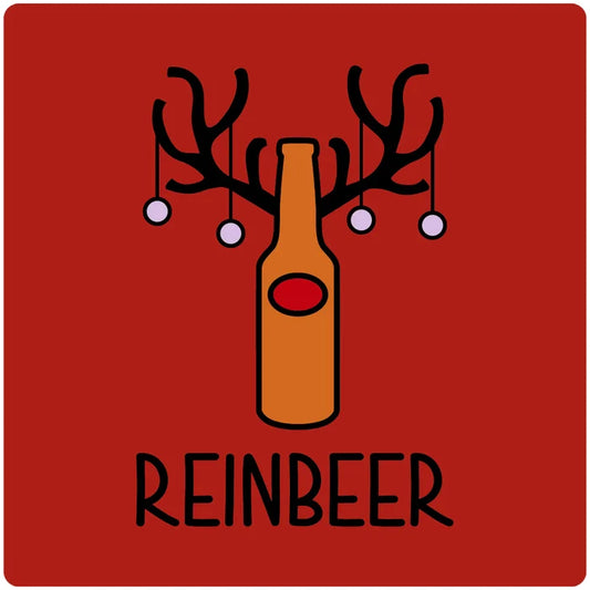 4" Square Cermaic Christmas Humor Coaster Set, Reinbeer, 2 Sets of 4, 8 Pieces - Christmas by Krebs Wholesale
