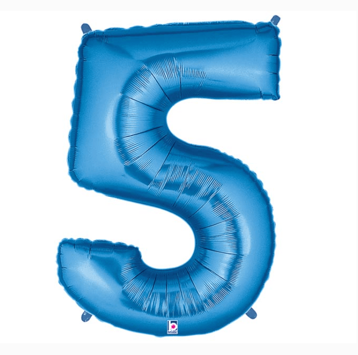 burton + burton Balloons 40'' Blue Number 5 Foil Ballon