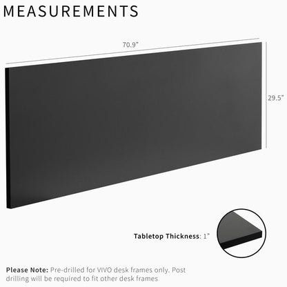 71 x 30 inch Universal Solid Square Corner Table Top for Standard and Sit to Stand Height Adjustable Home and Office Desk Frames