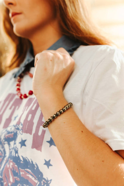 8mm Native Made Silver Beads Bracelet