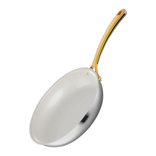 9.5" Fry Pan Non-Stick Ceramic Coating Golden Handles Dishwasher Safe