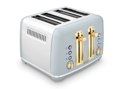 Accents Gold 4-Slice Toaster Ocean Grey