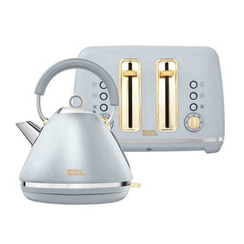Accents Gold Ocean Grey Kettle and Toaster Set