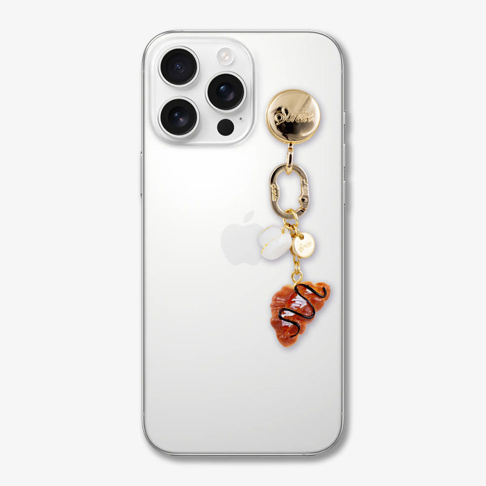 Adhesive Phone Hooks with Charms - Croissant