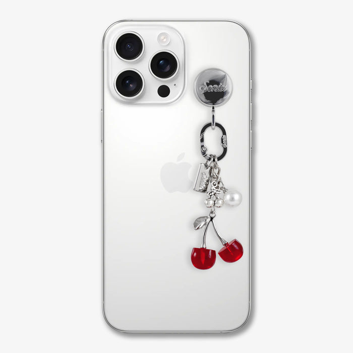 Adhesive Phone Hooks with Charms - Red Cherry