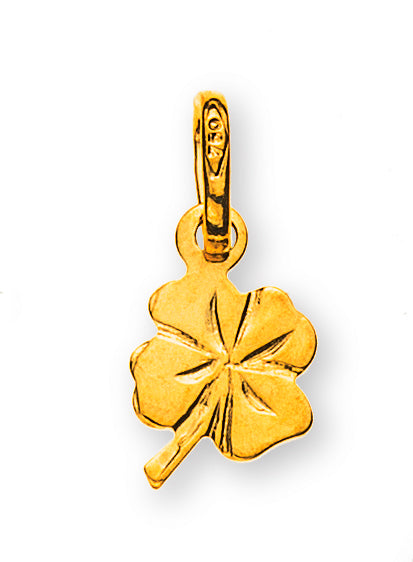 Anhänger Kleeblatt flach klein Gelbgold 750/18K - AGO1019