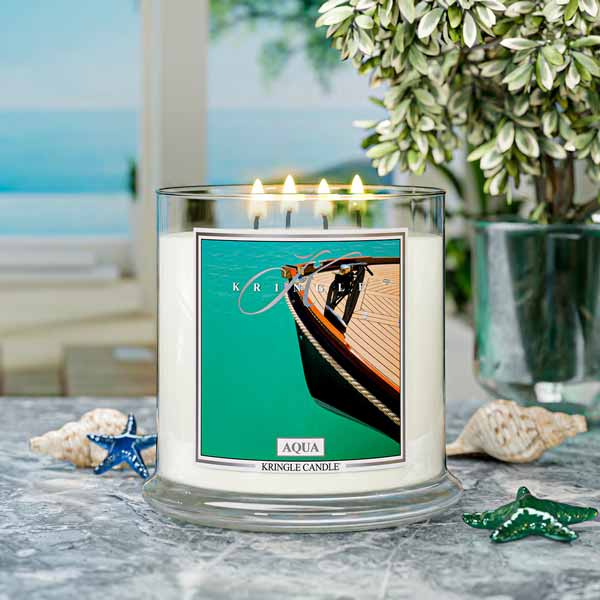 Aqua Scented Extra Large 4-wick Candle - Kringle Candle Store