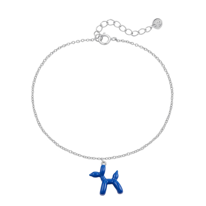 Armband BALLON-HUND silber Emaille blau