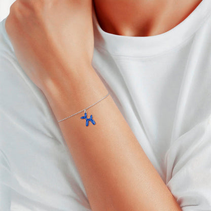 Armband BALLON-HUND silber Emaille blau