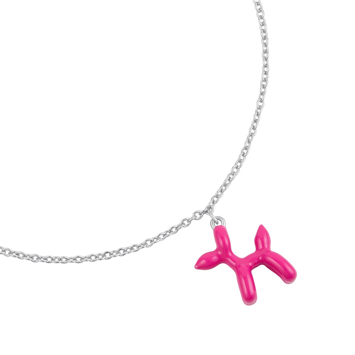 Armband BALLON-HUND silber Emaille pink
