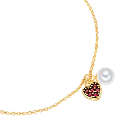 Armband HERZ mit Zirkonia/Süßwasser-Zuchtperle gelbgold