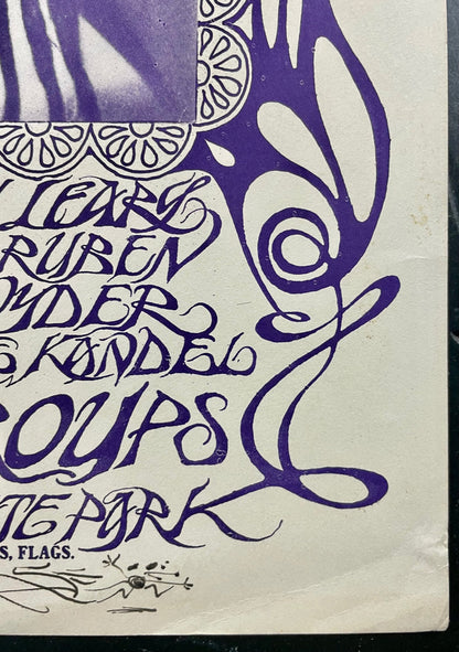 AUCTION - AOR 2.217 - Human Be-In - Allen Ginsberg & Stanley Mouse SIGNED - 1967 Poster - Excellent
