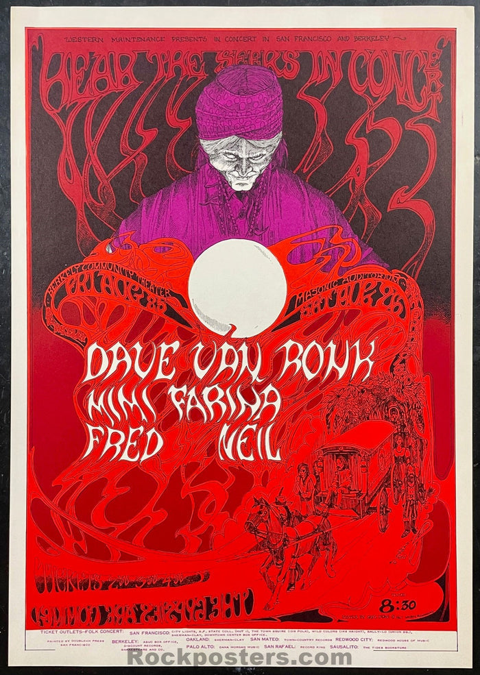 AUCTION - AOR  2.262 - Dave Van Ronk - Greg Irons - 1967  Poster - Berkeley/SF - Near Mint Minus - SF Rock Posters & Collectibles