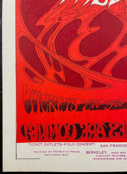 AUCTION - AOR  2.262 - Dave Van Ronk - Greg Irons - 1967  Poster - Berkeley/SF - Near Mint Minus - SF Rock Posters & Collectibles