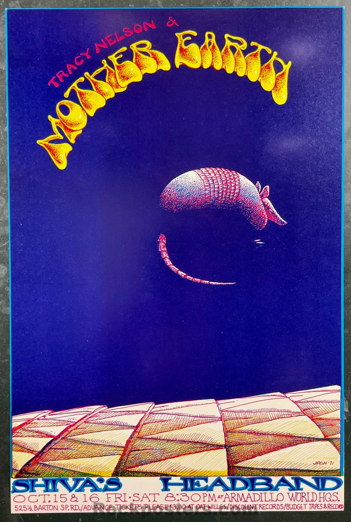 AUCTION - AOR 4.163 - Tracy Nelson & Mother Earth - Jim Franklin - 1971 Poster - Armadillo World HQ - Near Mint
