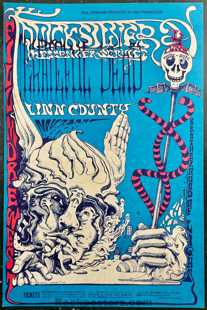 AUCTION - BG-144 - Grateful Dead - Lee Conklin - 1968 Poster - Fillmore West - Near Mint