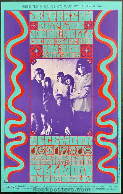 AUCTION - BG-42 - Jefferson Airplane - Wes Wilson - 1966 Poster - Fillmore Auditorium - Near Mint Minus