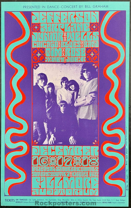 AUCTION - BG-42 - Jefferson Airplane - Wes Wilson - 1966 Poster - Fillmore Auditorium - Near Mint Minus