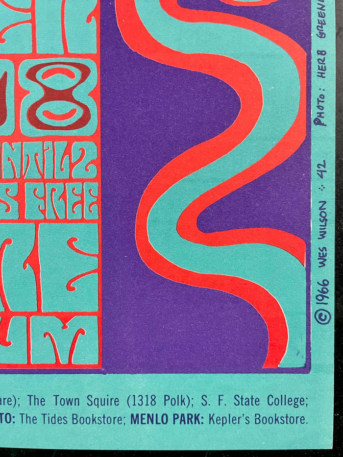AUCTION - BG-42 - Jefferson Airplane - Wes Wilson - 1966 Poster - Fillmore Auditorium - Near Mint Minus