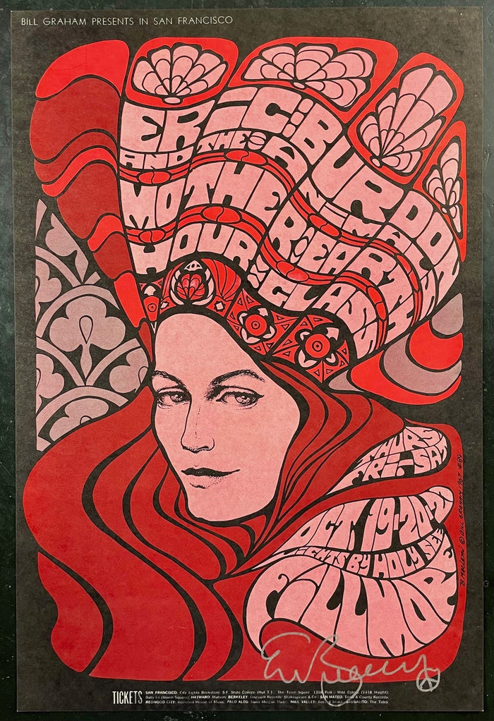 AUCTION - BG-89 -  The Animals - Allman Brothers - Eric Burden SIGNED - Bonnie MacLean - 1967 Poster - Fillmore Auditorium - Near Mint