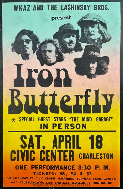AUCTION - Iron Butterfly - 1970 Poster - Charleston, WV - Excellent - SF Rock Posters & Collectibles