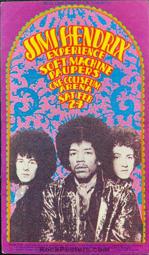 AUCTION - Jimi Hendrix - Soft Machine - 1968 Handbill - Toronto - Excellent
