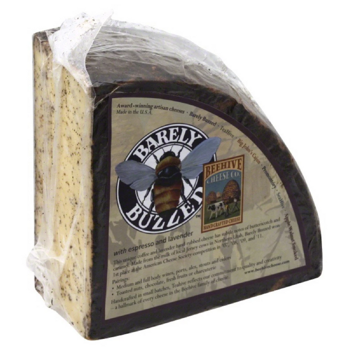 BARELY BUZZED coffee and lavender infused cheddar cheese by Beehive Cheese, Utah.