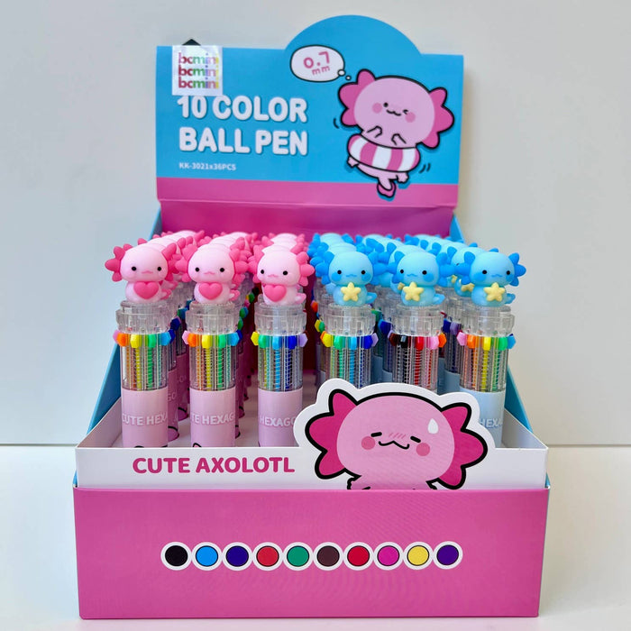 BC Mini Axolotl 10-Color Retractable 1 Single Ball Pen - Kryptonite Character Store
