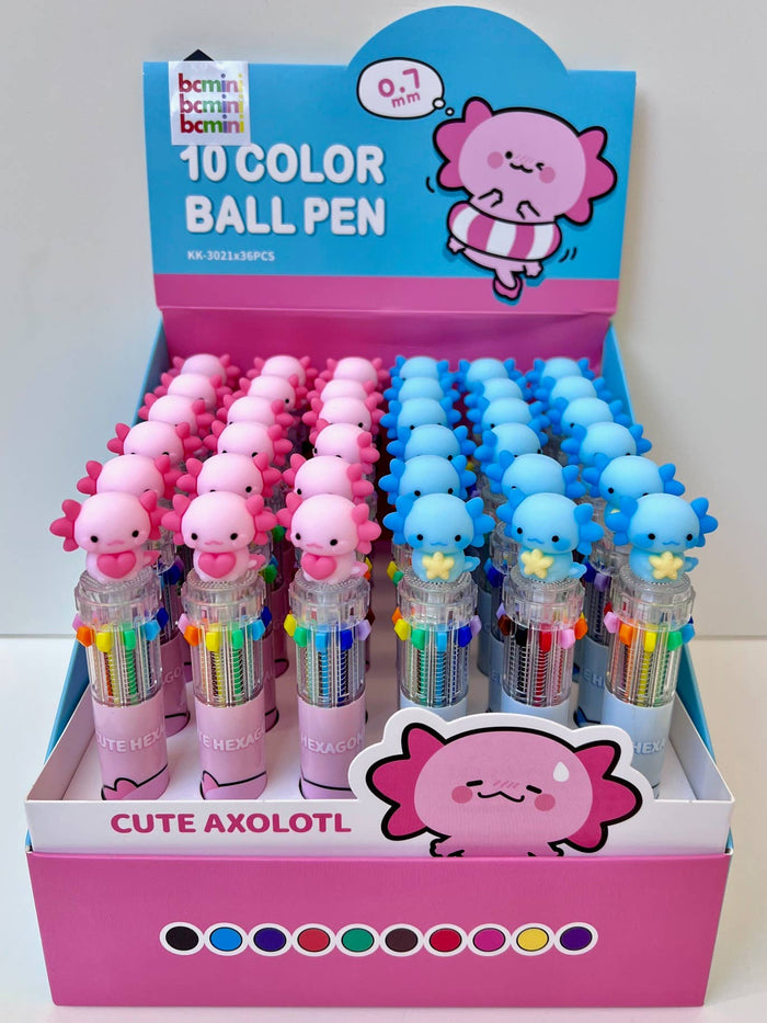 BC Mini Axolotl 10-Color Retractable 1 Single Ball Pen - Kryptonite Character Store