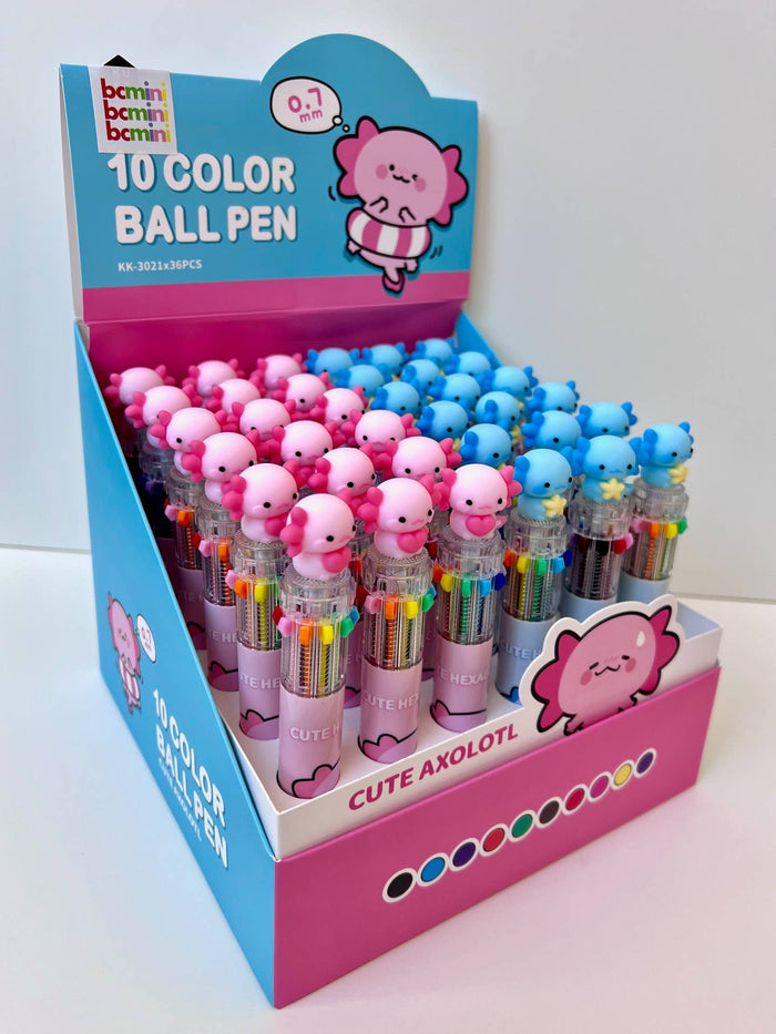 BC Mini Axolotl 10-Color Retractable 1 Single Ball Pen - Kryptonite Character Store