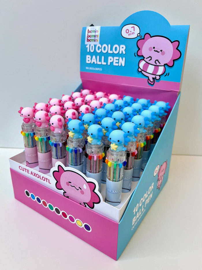 BC Mini Axolotl 10-Color Retractable 1 Single Ball Pen - Kryptonite Character Store