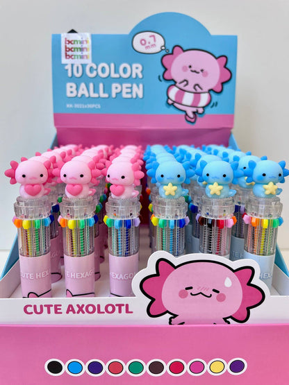 BC Mini Axolotl 10-Color Retractable 1 Single Ball Pen - Kryptonite Character Store
