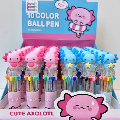 BC Mini Axolotl 10-Color Retractable 1 Single Ball Pen - Kryptonite Character Store